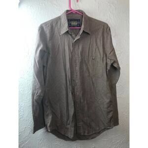 Vintage Ralph Lauren Chaps Button Up Long Sleeve 90 Shirt 15.5 Brown Black Check
